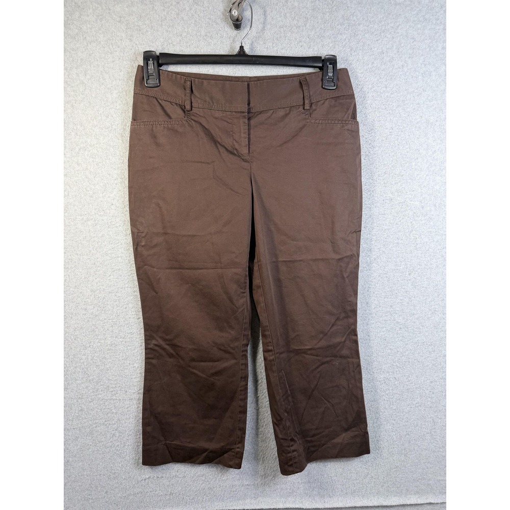 Express Design Studio Pants Womens 4R Brown Capri Twill Stretch Cropped Casual
